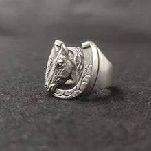 画像をギャラリービューアに読み込む, 925 silver horseshoe horse head zodiac ring
