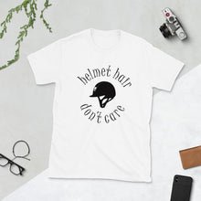 Load image into Gallery viewer, Helmet hair , Don't care  Unisex T-Shirt - HorseObox
