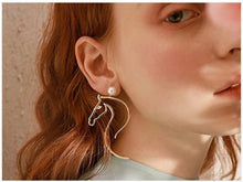 Load image into Gallery viewer, Abstract Horse Head Imitation Pearl Eaarings - HorseObox
