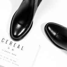 Load image into Gallery viewer, Leather velvet Thick heel Ankle boot
