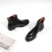 Load image into Gallery viewer, Leather velvet Thick heel Ankle boot
