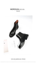 Load image into Gallery viewer, Leather velvet Thick heel Ankle boot
