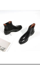 Load image into Gallery viewer, Leather velvet Thick heel Ankle boot
