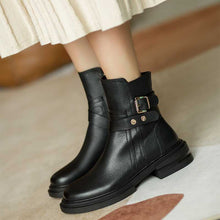 Load image into Gallery viewer, Round Toe Thick heel Ankle Boots
