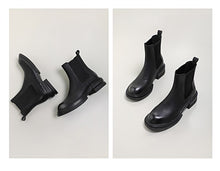 Load image into Gallery viewer, Round Toe Thick Heel Leather Boots
