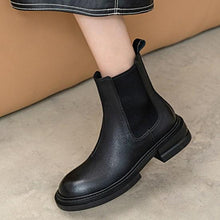 Load image into Gallery viewer, Round Toe Thick Heel Leather Boots
