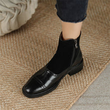 Load image into Gallery viewer, Side Zipper Round Toe Chunky Heel Ankle Boots
