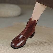 Load image into Gallery viewer, Side Zipper Round Toe Chunky Heel Ankle Boots
