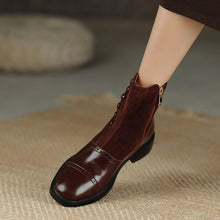 Load image into Gallery viewer, Side Zipper Round Toe Chunky Heel Ankle Boots
