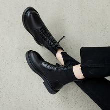 Load image into Gallery viewer, Leather Round Toe Low Heel Boots
