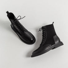 Load image into Gallery viewer, Leather Round Toe Low Heel Boots

