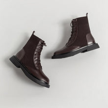 Load image into Gallery viewer, Leather Round Toe Low Heel Boots
