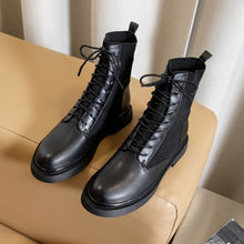 Load image into Gallery viewer, Leather Round Toe Low Heel Boots
