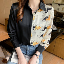 Load image into Gallery viewer, Splicing Horse Printed Chiffon Blouse
