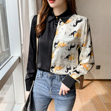 Load image into Gallery viewer, Splicing Horse Printed Chiffon Blouse
